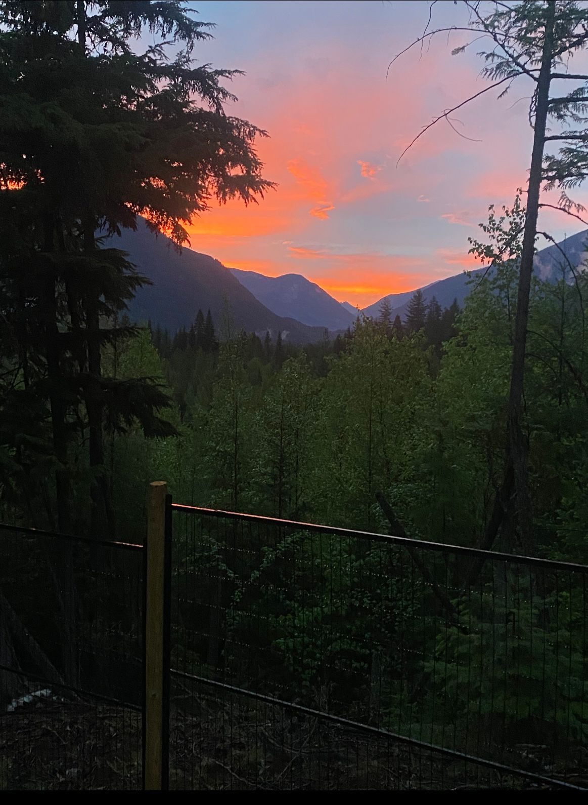 Mountain sunset view from the property
